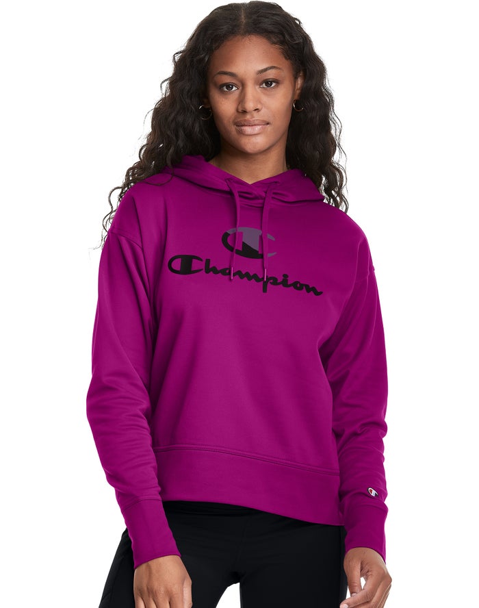 Champion Game Day Split Logo Kadın Kapşonlu Sweatshirt Pembe ( LCRMKD310 )